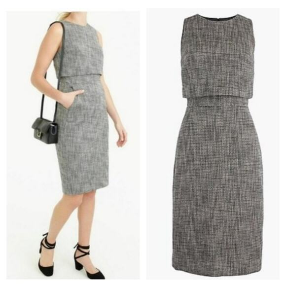 J. Crew Dresses & Skirts - J. Crew Going Places layered black tweed dress 10